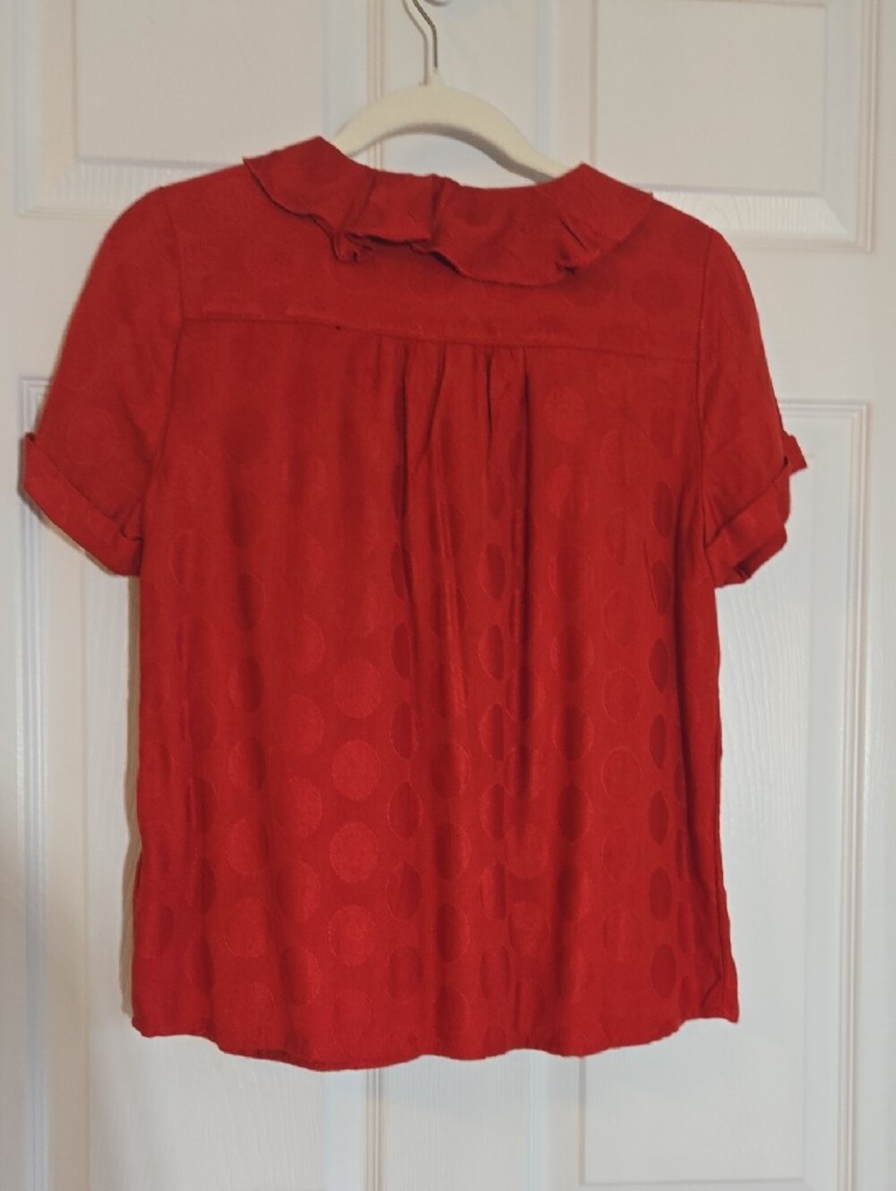 Maeve Red Ruffled Button-Front Blouse Size XS - Picture 7 of 7